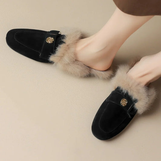 VELOURA SUEDE SHEARLING MULES
