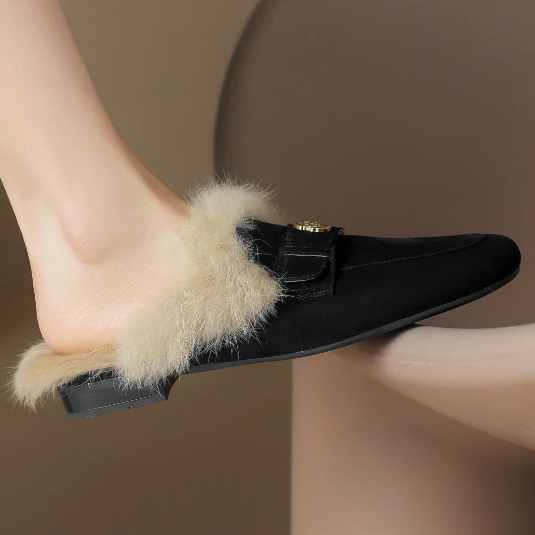 VELOURA SUEDE SHEARLING MULES