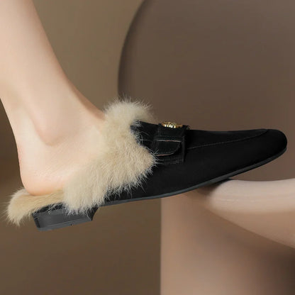 VELOURA SUEDE SHEARLING MULES