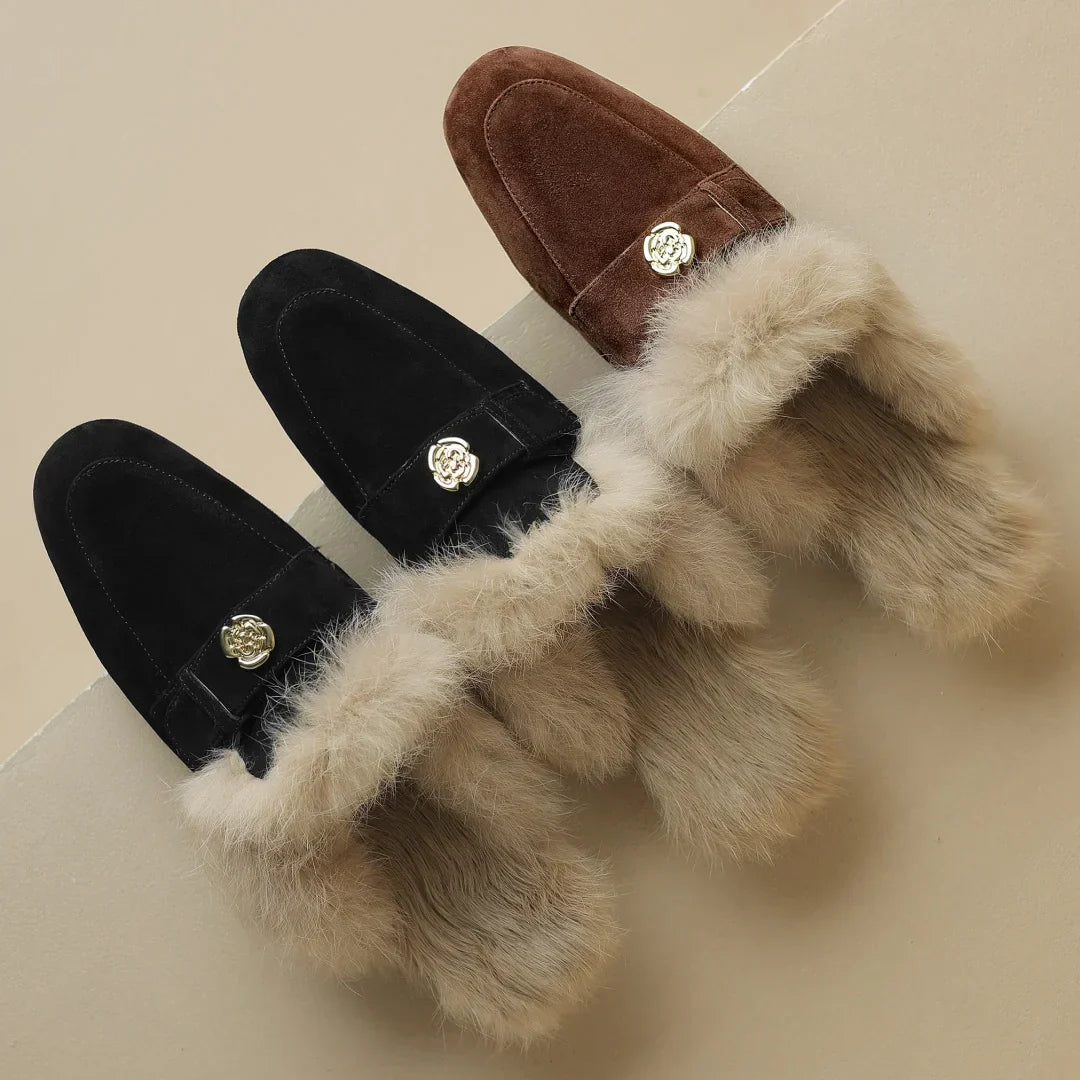 VELOURA SUEDE SHEARLING MULES